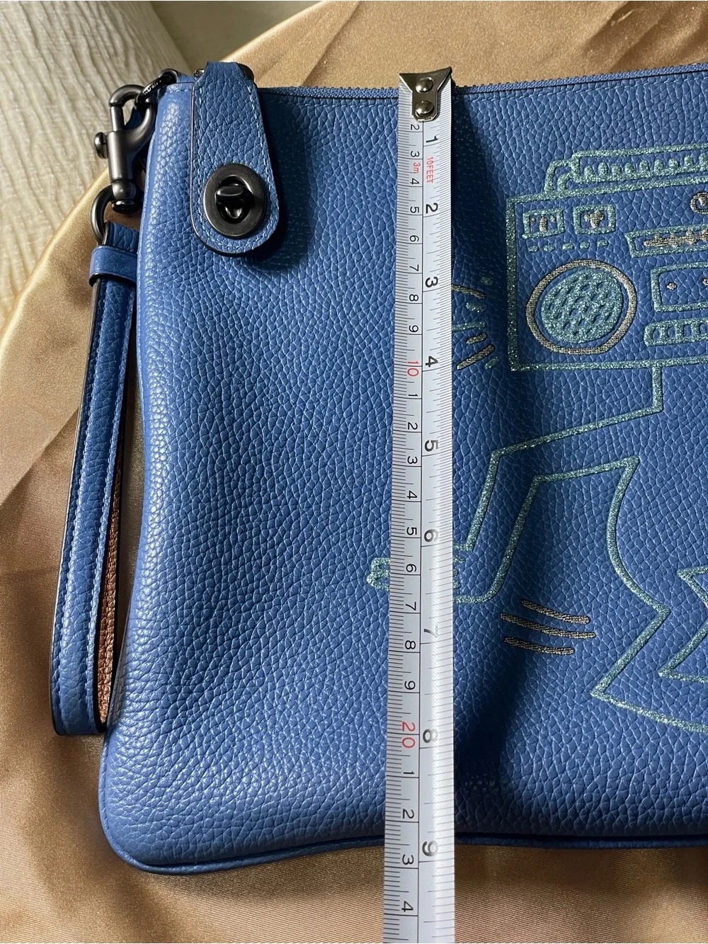 Coach Keith Haring Robot Clutch Turnlock Laptop IPad Bag Leather Wristlet Pouch